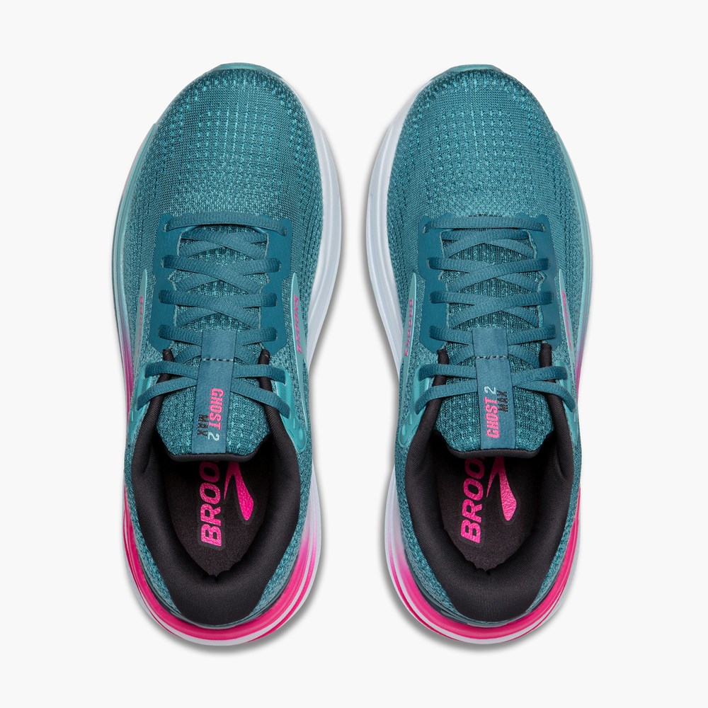 Chaussures Running Route Brooks Ghost Max 2 Bleu Rose Turquoise Clair Femme | SUJ-0740786